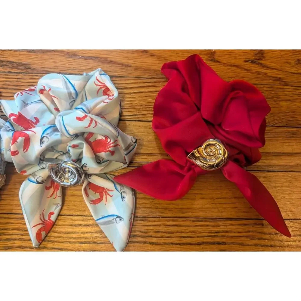 Beach NWOT Lot Hair Band & Ties Ocean Shells Light Blue Crab Red